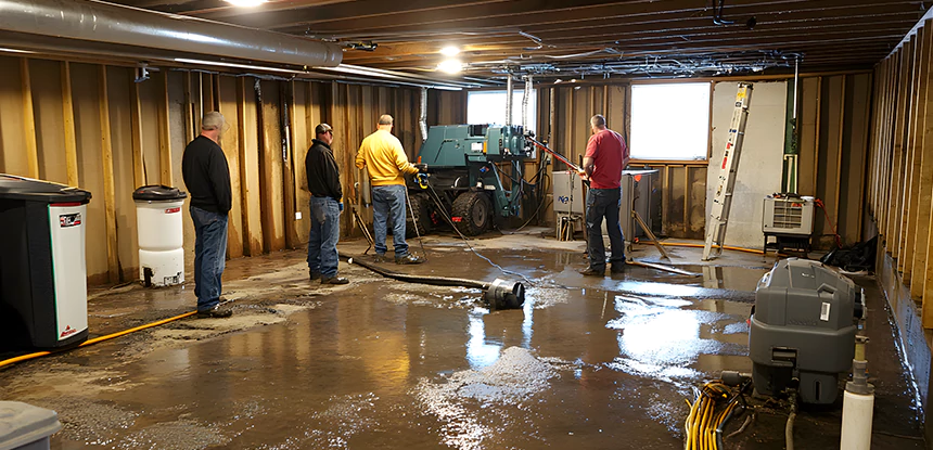 Cleaning Sewage From Basement Floor in Taylorsville